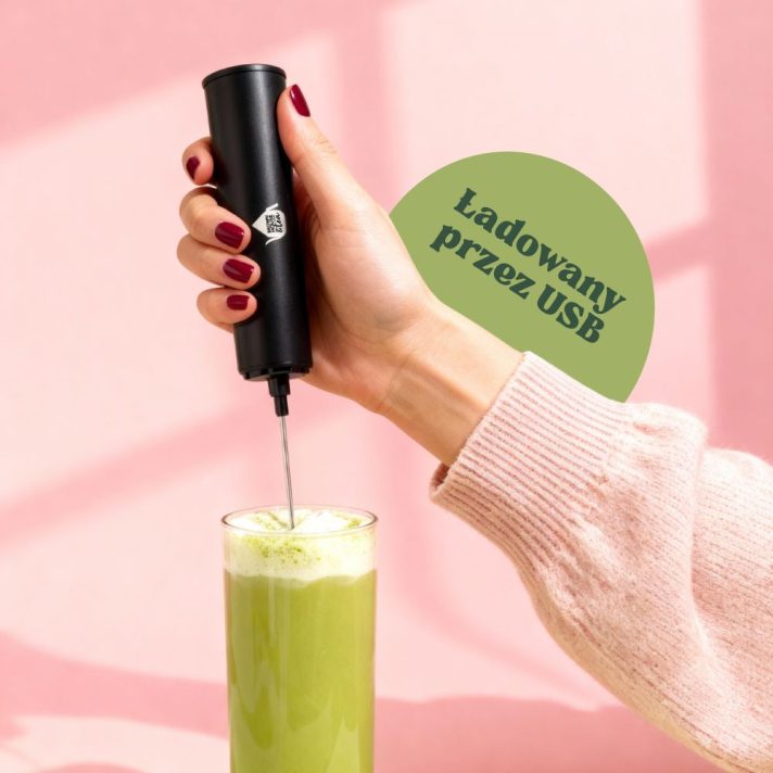 Czarny spieniacz ręczny do LATTEA i mleka